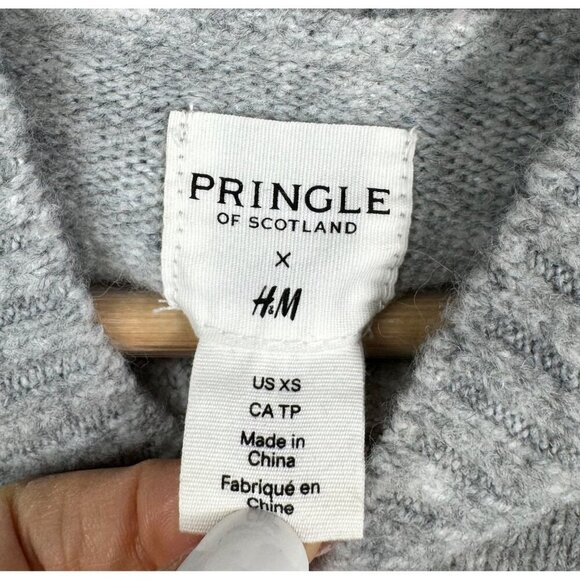 H&M X Pringle of Scotland Knit Mock-Turtleneck Sweater Collaboration Gray Sz XS - Picture 7 of 8